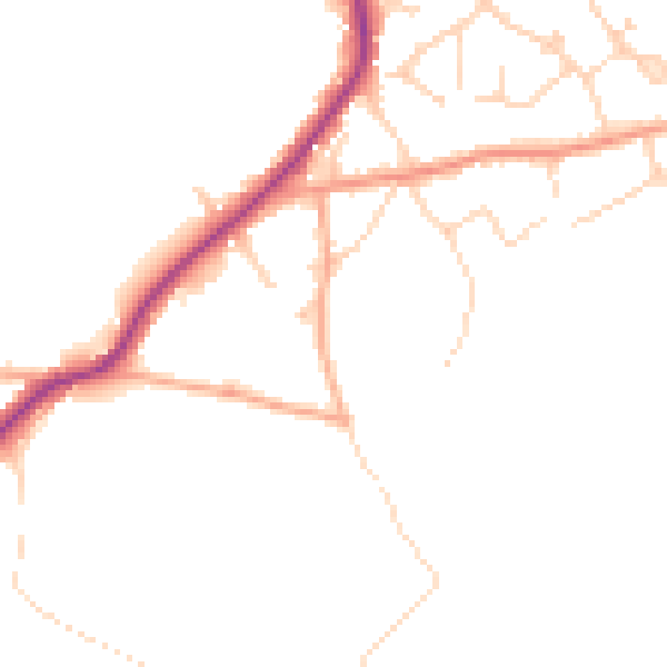 Daytime road noise heatmap for CO5 0QR