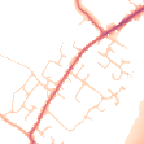 Daytime road noise heatmap for CO5 9DL