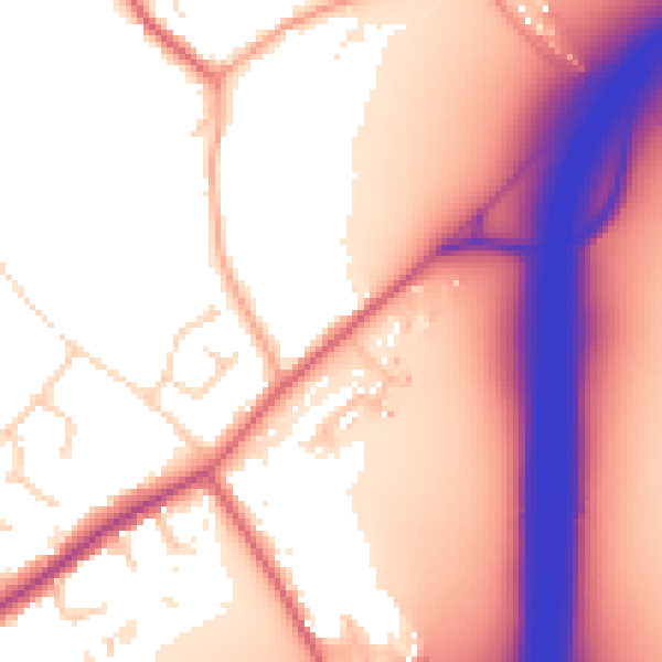 Daytime road noise heatmap for CO5 9ED