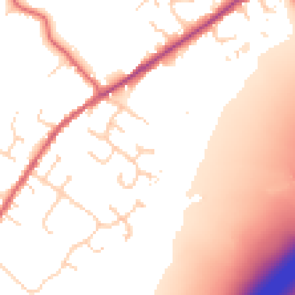 Daytime road noise heatmap for CO5 9PQ