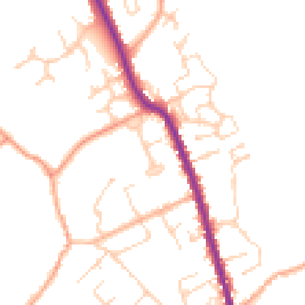 Daytime road noise heatmap for CO9 3PJ