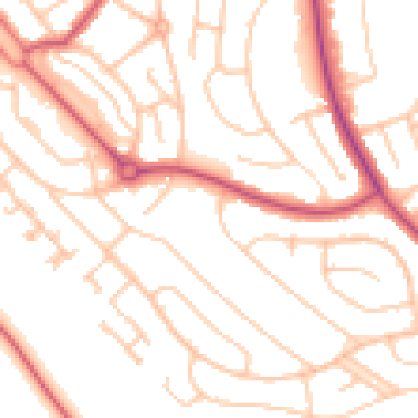 Daytime road noise heatmap for CR0 0BA