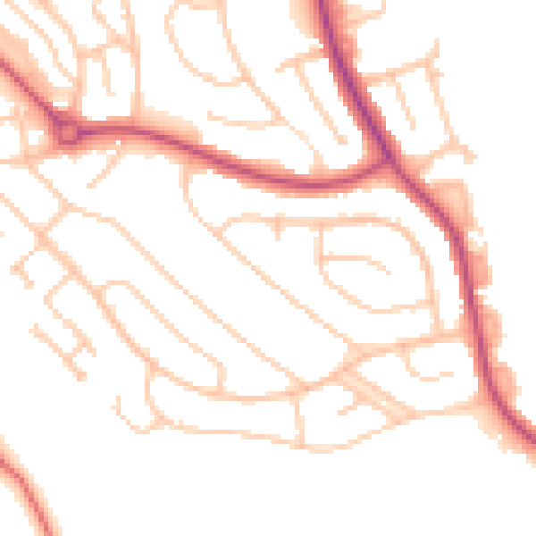 Daytime road noise heatmap for CR0 0BE