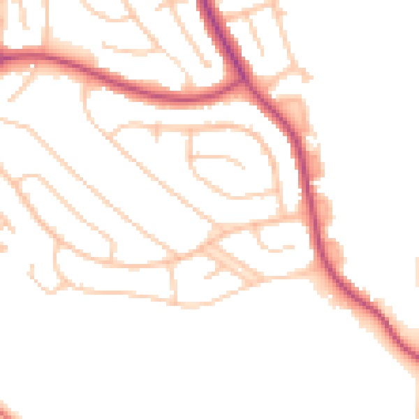 Daytime road noise heatmap for CR0 0BF