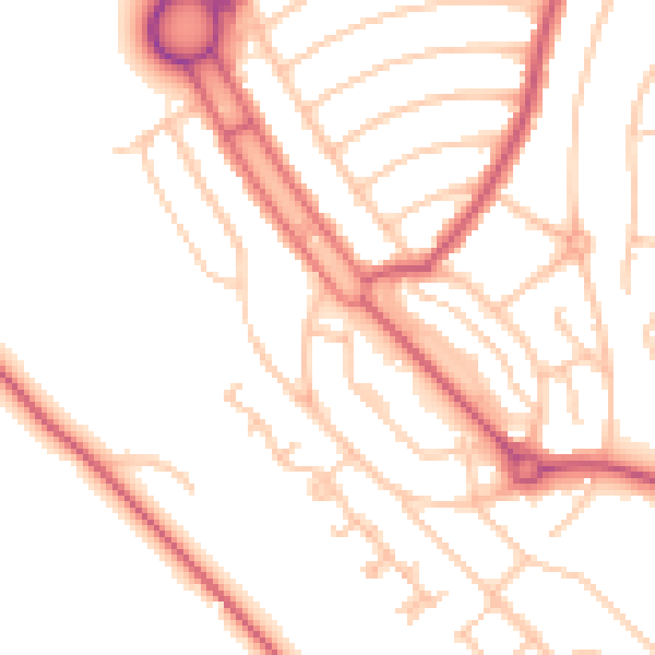 Daytime road noise heatmap for CR0 0DD