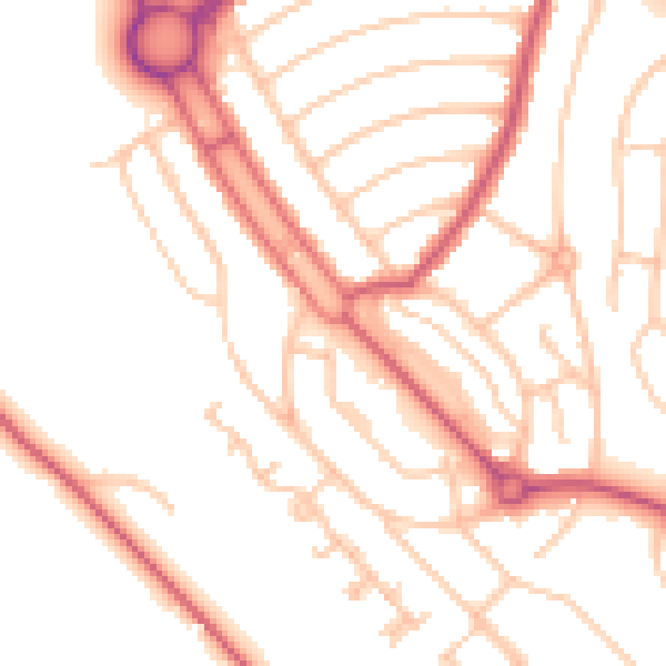 Daytime road noise heatmap for CR0 0DE