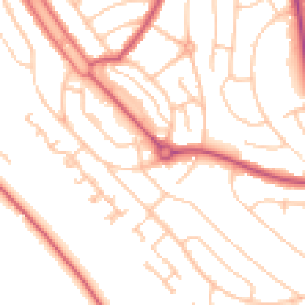 Daytime road noise heatmap for CR0 0DG