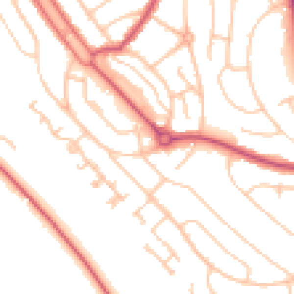 Daytime road noise heatmap for CR0 0DJ