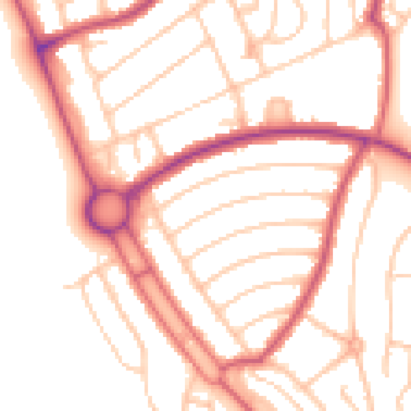 Daytime road noise heatmap for CR0 0NP