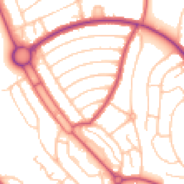 Daytime road noise heatmap for CR0 0NR