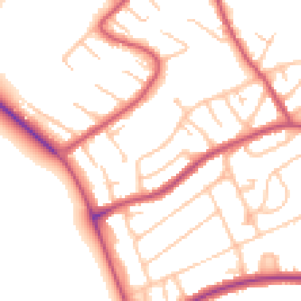 Daytime road noise heatmap for CR0 0RG