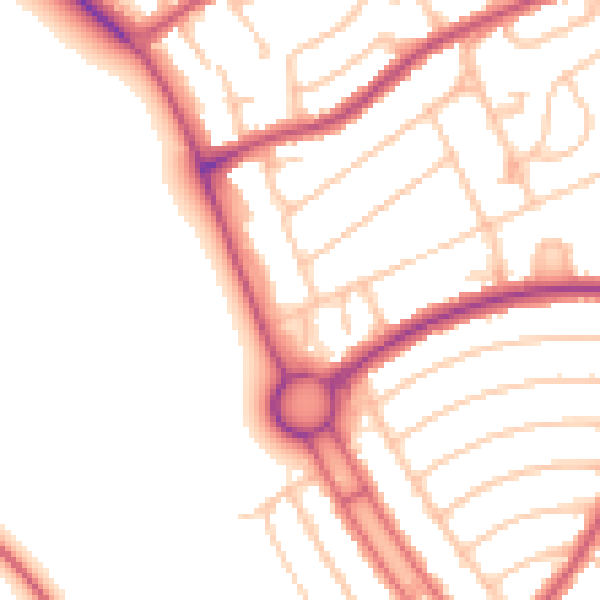 Daytime road noise heatmap for CR0 0TH