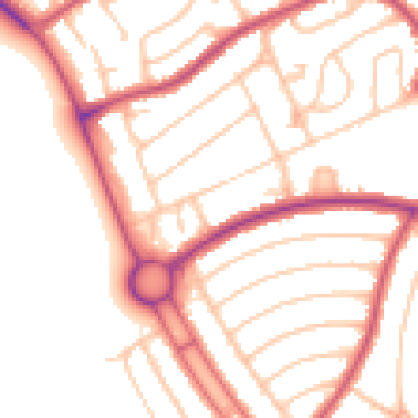 Daytime road noise heatmap for CR0 0TT