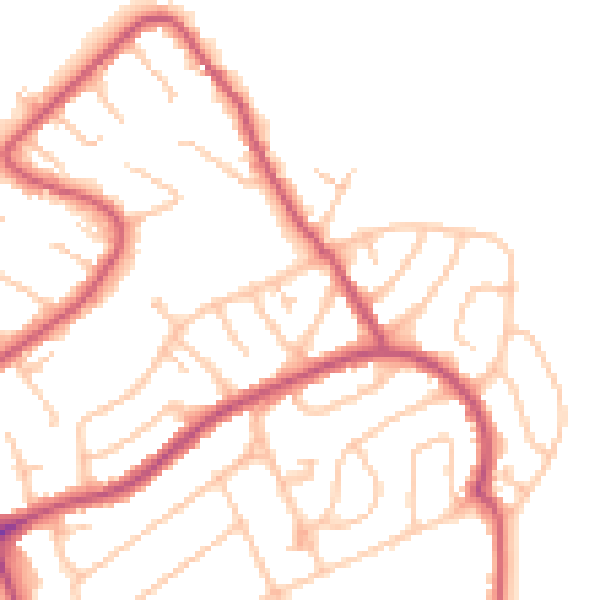 Daytime road noise heatmap for CR0 0XA