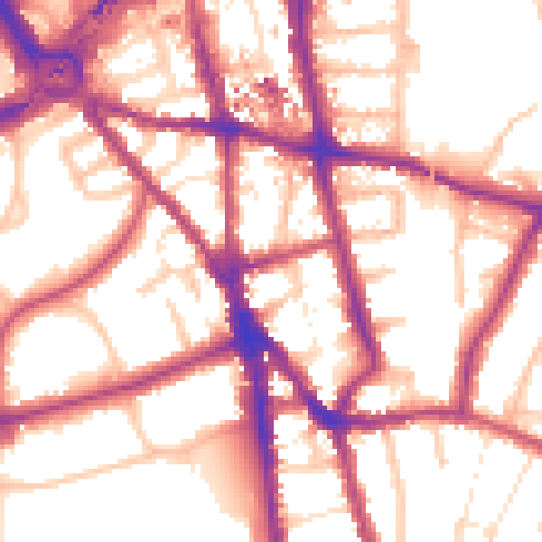 Daytime road noise heatmap for CR0 1EQ
