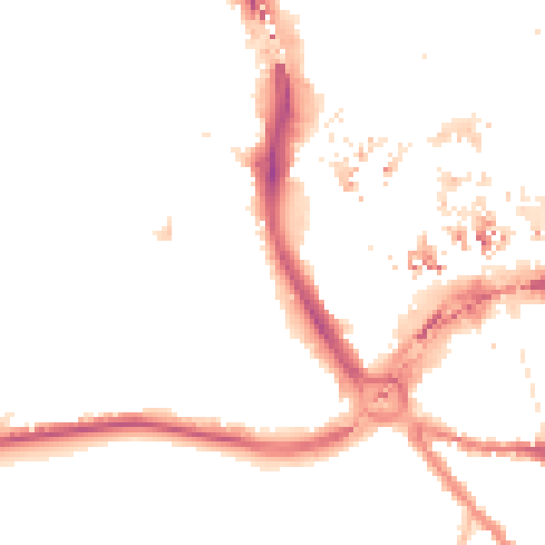 Night-time road noise heatmap for CR0 1RS