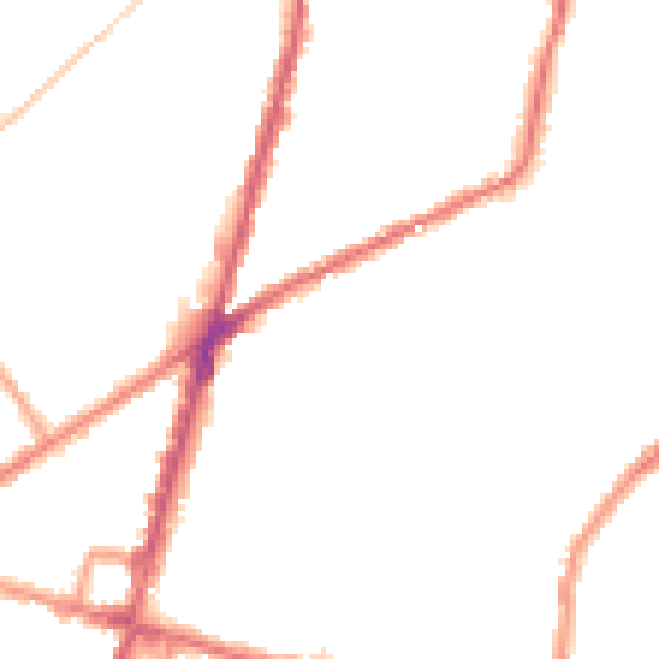 Night-time road noise heatmap for CR0 2ER
