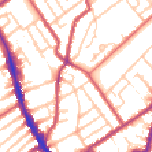 Daytime road noise heatmap for CR0 2PP