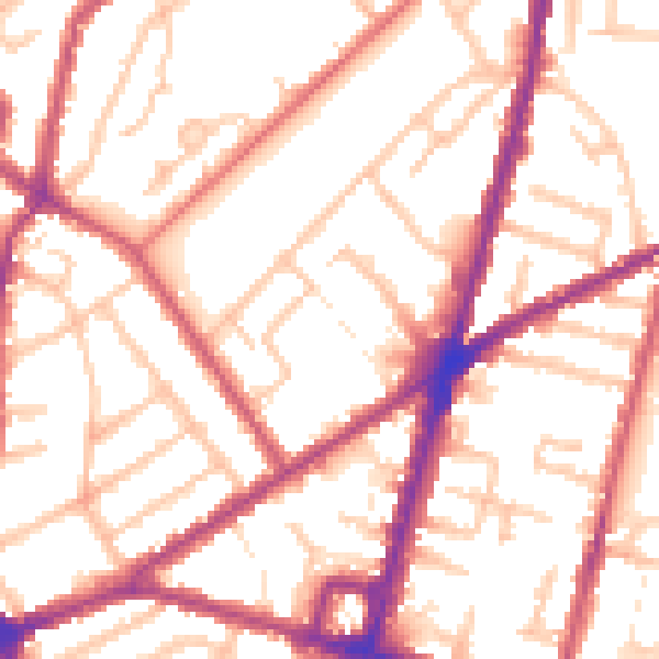 Daytime road noise heatmap for CR0 2QU