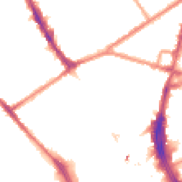 Night-time road noise heatmap for CR0 2TE