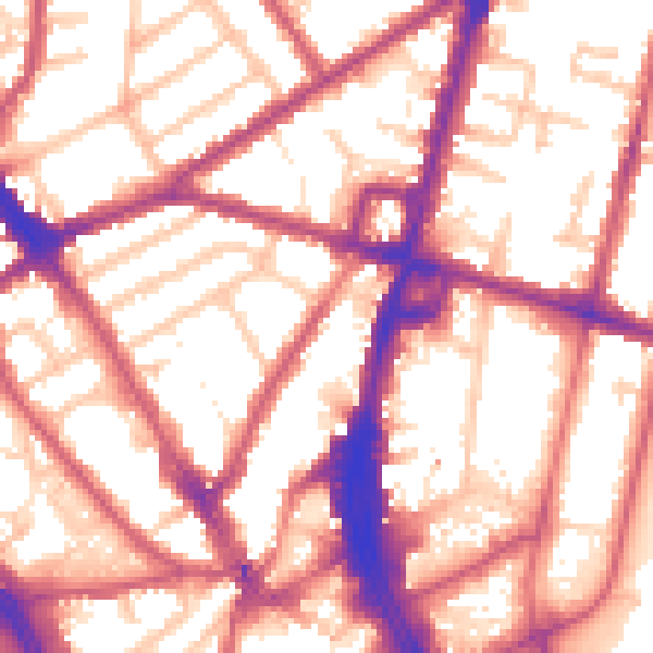 Daytime road noise heatmap for CR0 2UB