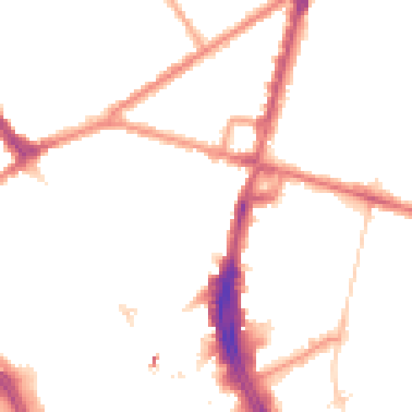 Night-time road noise heatmap for CR0 2UB