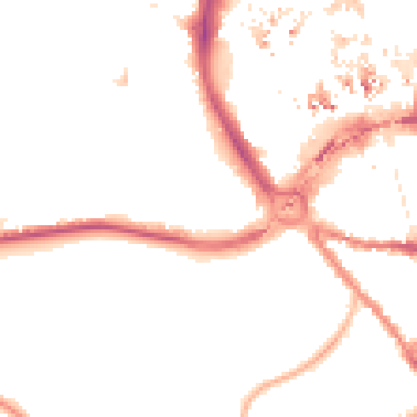 Night-time road noise heatmap for CR0 4BA