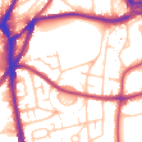 Daytime road noise heatmap for CR0 4DL