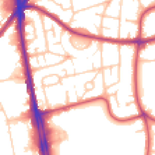 Daytime road noise heatmap for CR0 4EZ
