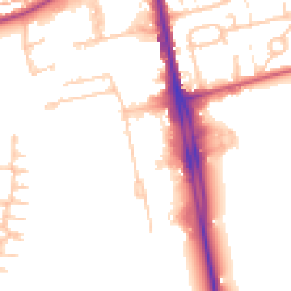Daytime road noise heatmap for CR0 4GJ
