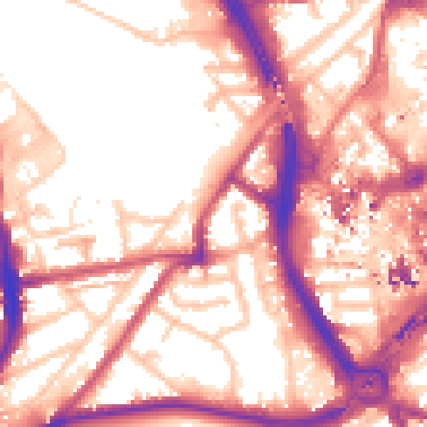 Daytime road noise heatmap for CR0 4JE