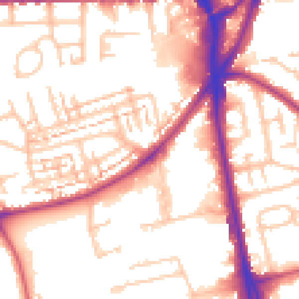 Daytime road noise heatmap for CR0 4NH