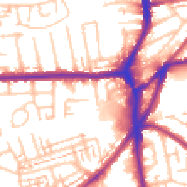 Daytime road noise heatmap for CR0 4QL