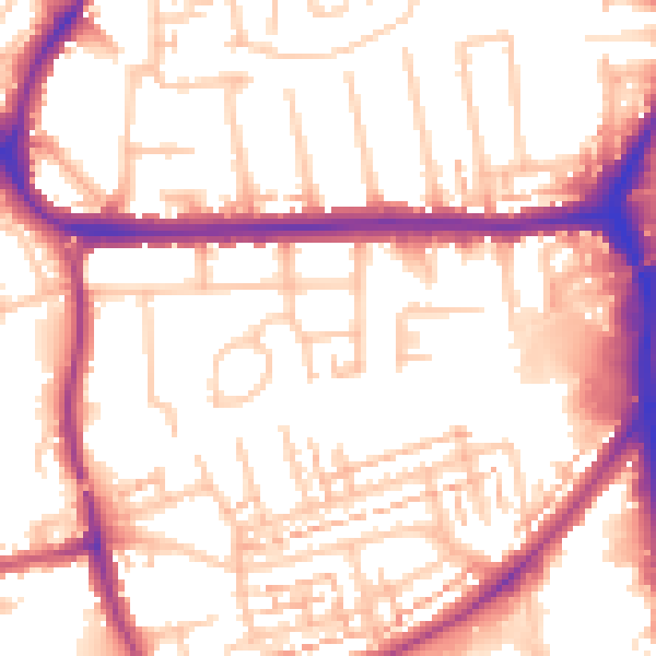Daytime road noise heatmap for CR0 4QT