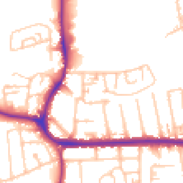Daytime road noise heatmap for CR0 4SP