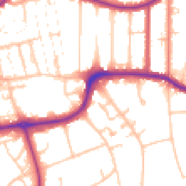 Daytime road noise heatmap for CR0 5QH