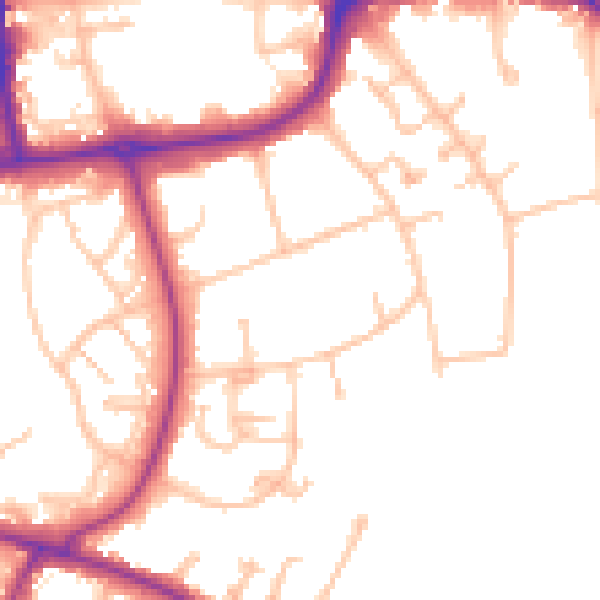Daytime road noise heatmap for CR0 5UU