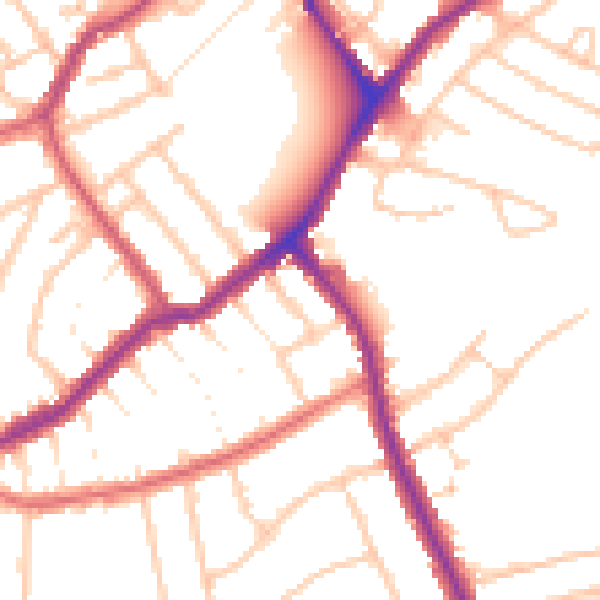 Daytime road noise heatmap for CR0 7DR