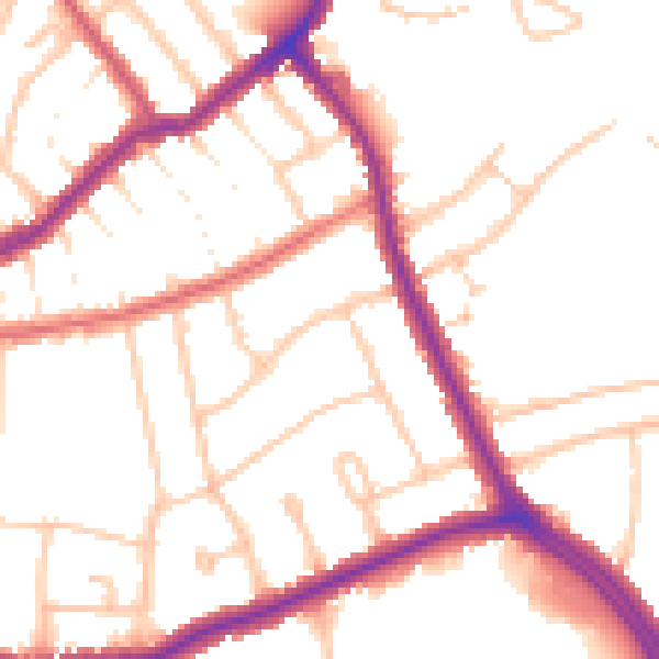 Daytime road noise heatmap for CR0 7JG