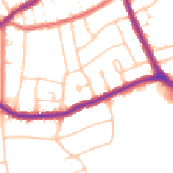 Daytime road noise heatmap for CR0 7JZ