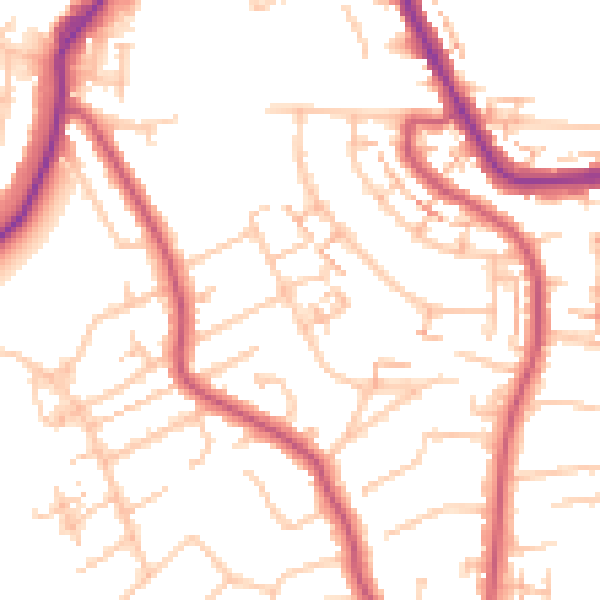 Daytime road noise heatmap for CR0 7SJ