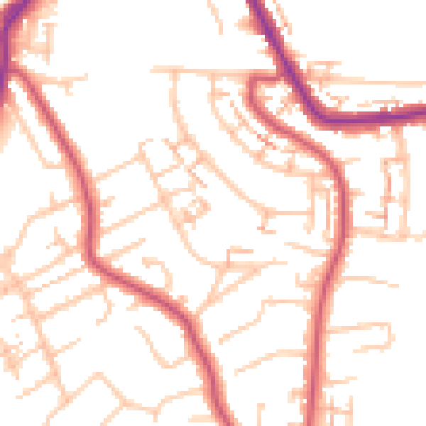 Daytime road noise heatmap for CR0 7SR