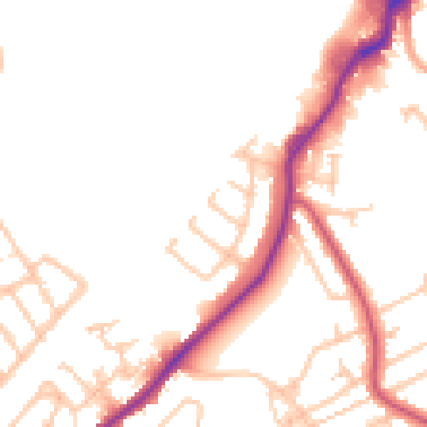 Daytime road noise heatmap for CR0 7TR