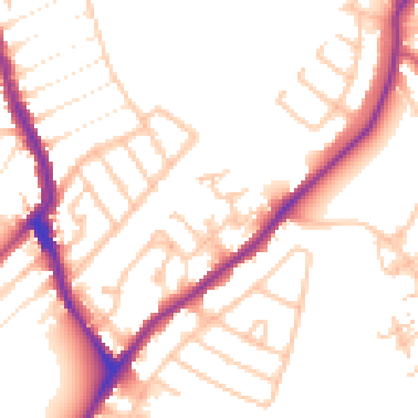 Daytime road noise heatmap for CR0 7YA