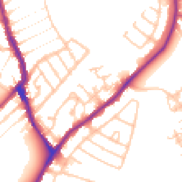 Daytime road noise heatmap for CR0 7YF