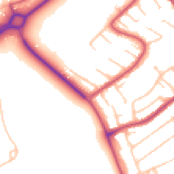 Daytime road noise heatmap for CR0 9DJ
