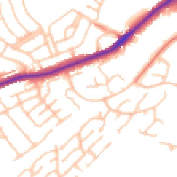 Daytime road noise heatmap for CR0 9LF