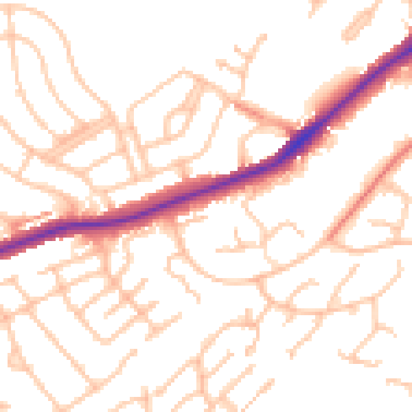 Daytime road noise heatmap for CR0 9LL