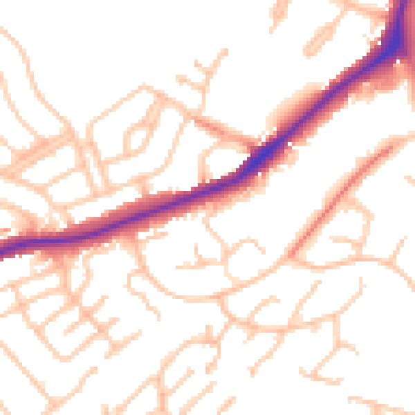 Daytime road noise heatmap for CR0 9LN
