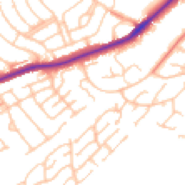 Daytime road noise heatmap for CR0 9LR